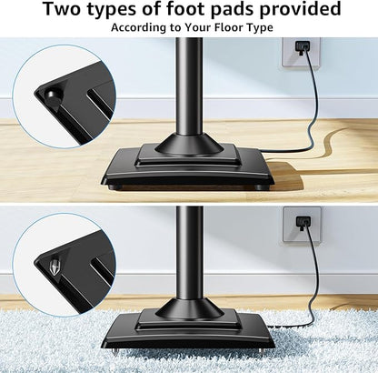 MOUNTUP Universal Speakers Stands Pair 34" to 43.3" Height Adjustable Holds Bookshelf Speakers Satellite Speakers Up to 11LBS Cable Concealing 1 Pair Spring-Loaded Plate Extends to 10" MU9138 Black