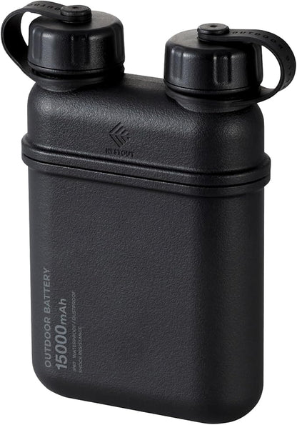 ELECOM NESTOUT Rugged Power Bank, 15000mAh Outdoor Charger, 32W USB-C Fast Charging PD, Waterproof IP67, Durable Shockproof, Battery Pack for iPhone Tablet Hiking Travel Camping (Black, 15000mAh)
