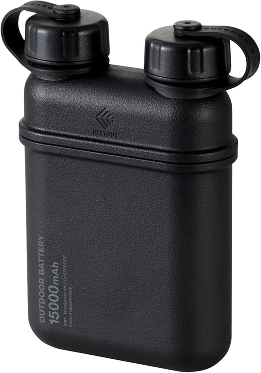ELECOM NESTOUT Rugged Power Bank, 15000mAh Outdoor Charger, 32W USB-C Fast Charging PD, Waterproof IP67, Durable Shockproof, Battery Pack for iPhone Tablet Hiking Travel Camping (Black, 15000mAh)
