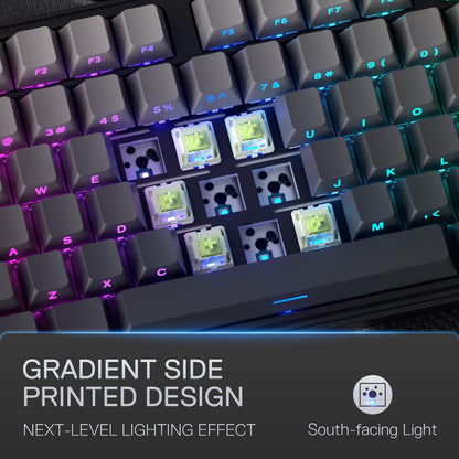 Redragon K707 PRO GB 80% Gasket RGB Gaming Keyboard, 3-Modes Wireless TKL Mechanical Keyboard w/Hot-Swap South-Facing LEDs Socket, PBT Gradient Keycaps & 5-Layer Noise Dampening, Custom Linear Switch