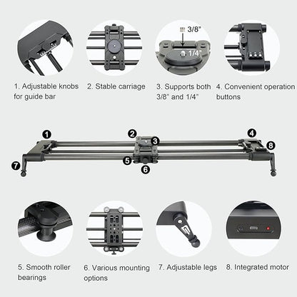 Konova New G1 Wireless Motorized Integrated Carbon Slider for Video, Time Lapse, Stop Motion, Parallax Panormaic Shooting (80cm (31.5"))