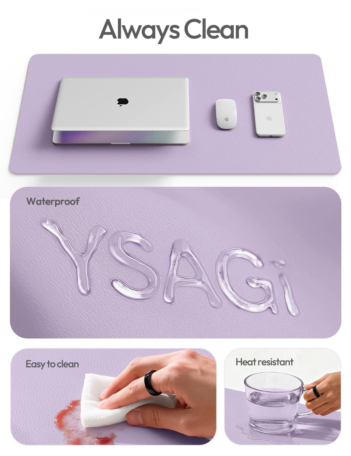 YSAGi Desk Protector&Blotter, Non-Slip Waterproof Leather Mouse Pad