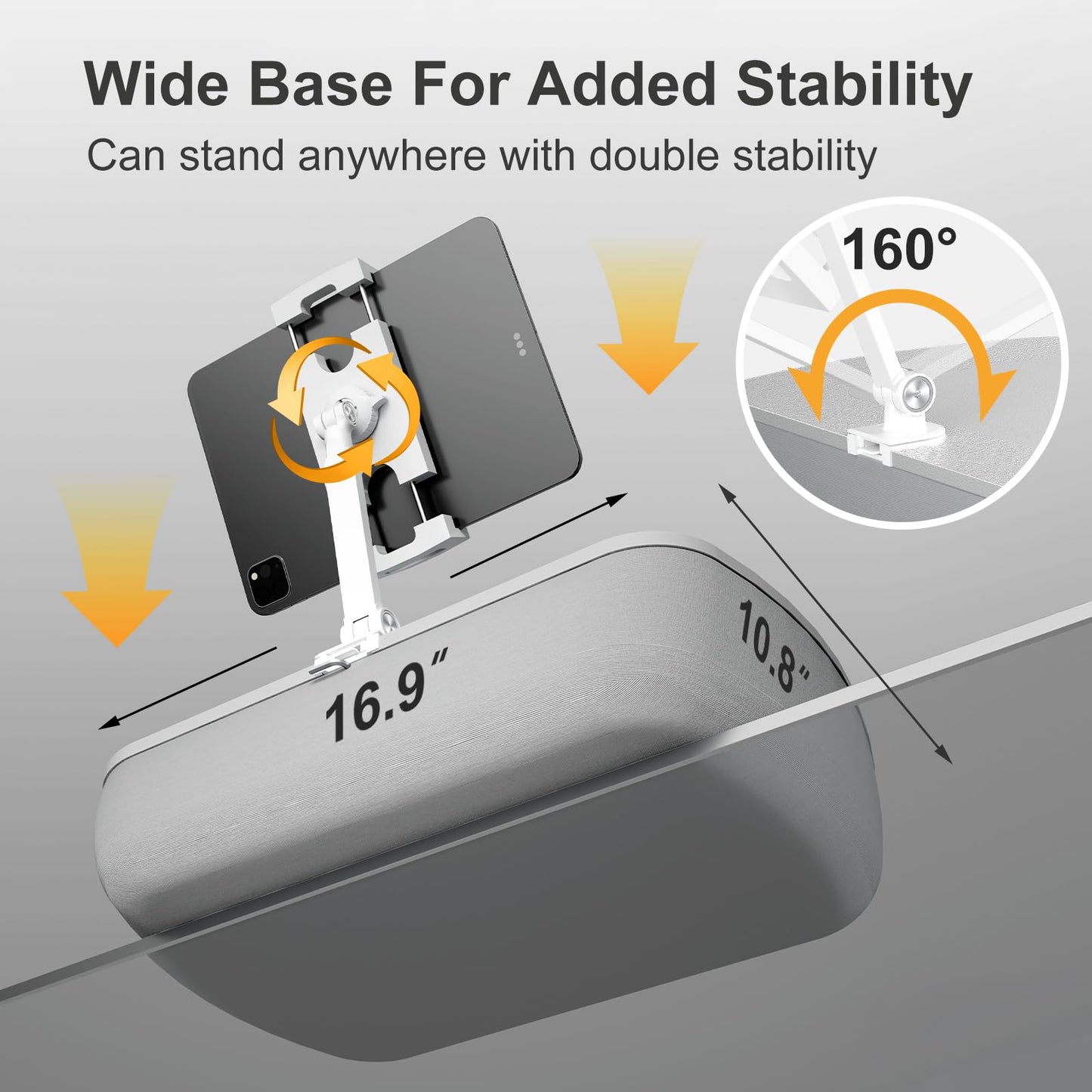 ERGONOV Lap Bean Bag Pillow Stand, 360° Tablet Holder with Adjustable Arm