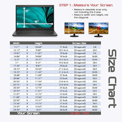 Computer Privacy Screen Filter for Widescreen Monitor - Anti-Glare, Blue Light Reduction, and Privacy Shield Protector - 23 Inch 16:9 Aspect Ratio
