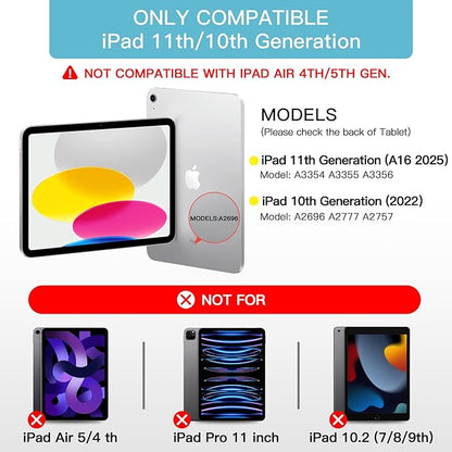 NOKBABO for iPad 11th 10th Generation Case with Keyboard, Magnetic Wireless Detachable Folio case with Pencil Holder, Keyboard for iPad 11th(A16,2025) & ipad 10th Generation(2022) - Sky Blue