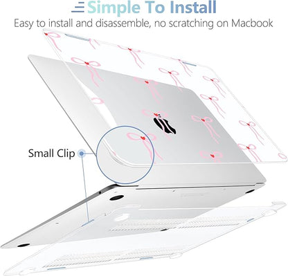 MEEgoodo for MacBook Air 13 inch Case 2021 2020 2019 2018 Released A2337 M1 A2179 A1932 with Touch ID, Plastic Hard Shell & Keyboard Cover Compatible with MacBook Air Case 13.3,Bows & Little Hearts