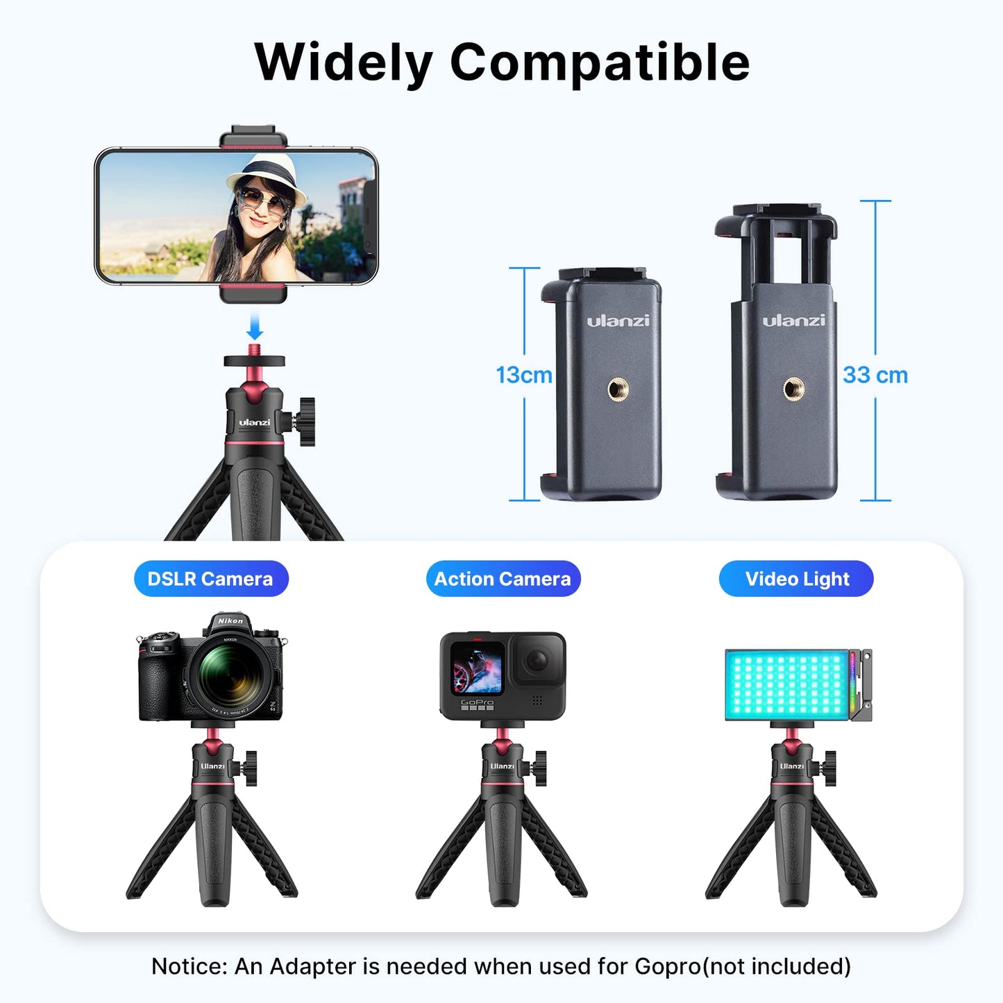 ULANZI MT-08 Extension Pole Tripod, Mini Selfie Stick Stand Handle Grip for Cell Phone iPhone Pro Max Android Luna Pocket Xtra Muse Canon Sony ZV-1 A6400 A6600 Cameras Video Recording/Vlogging