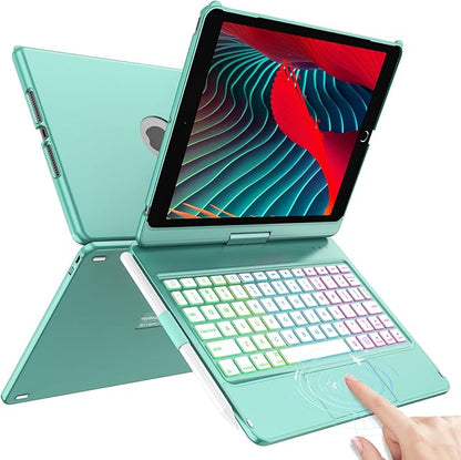 HOTLIFE Keyboard Case for iPad 10.2 - Keyboard for iPad 9th Generation & 8th & 7th Gen - Touch Wireless Backlight Keyboard - 360° Rotatable Protective Cover with Pencil Holder