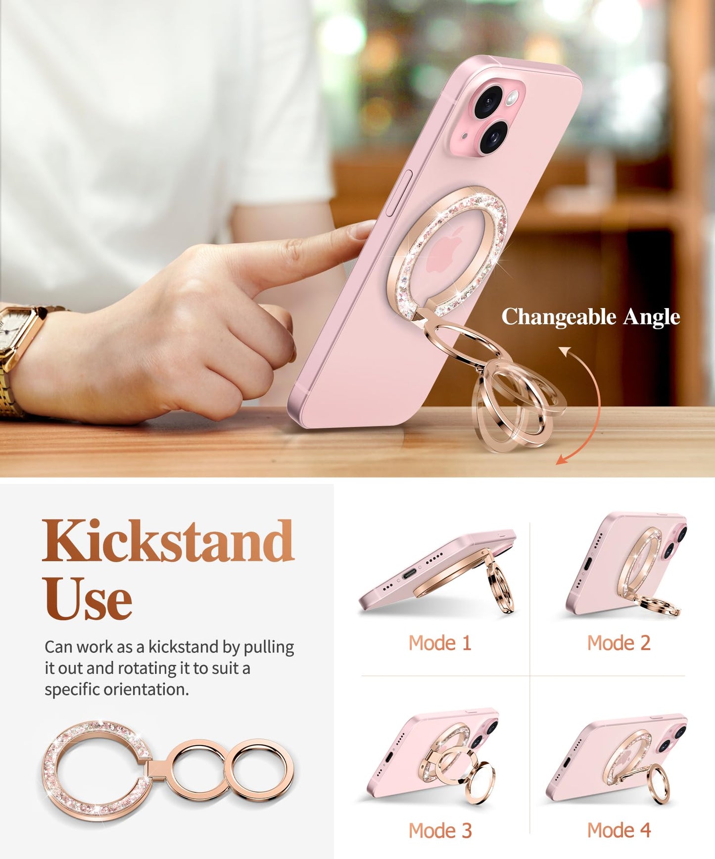 GVIEWIN Magnetic Phone Ring Holder, Compatible with MagSafe Phone Grip
