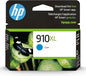HP 910XL Cyan High-yield Ink Cartridge | Works with HP OfficeJet 8010, 8020 Series, HP OfficeJet Pro 8020, 8030 Series | Eligible for Instant Ink | 3YL62AN