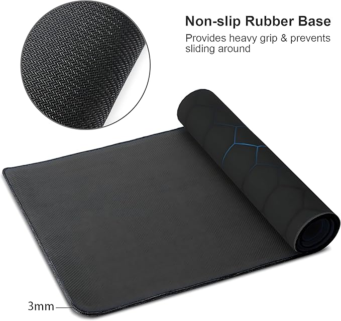 Hexagon Honeycomb Large Mouse Pad,Gaming Keyboard Desk Pad,Extended Mouse Mat Non-Slip Rubber Base with Stitched Edges for Office Game Home XXL 35.4"x15.7"