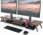 Fenge Dual Monitor Stand, Monitor Stands Riser for 2 monitors, 42.5 Inch Wood Desk Shelf with Storage Organizer and Cable Management for Office Desk Accessories