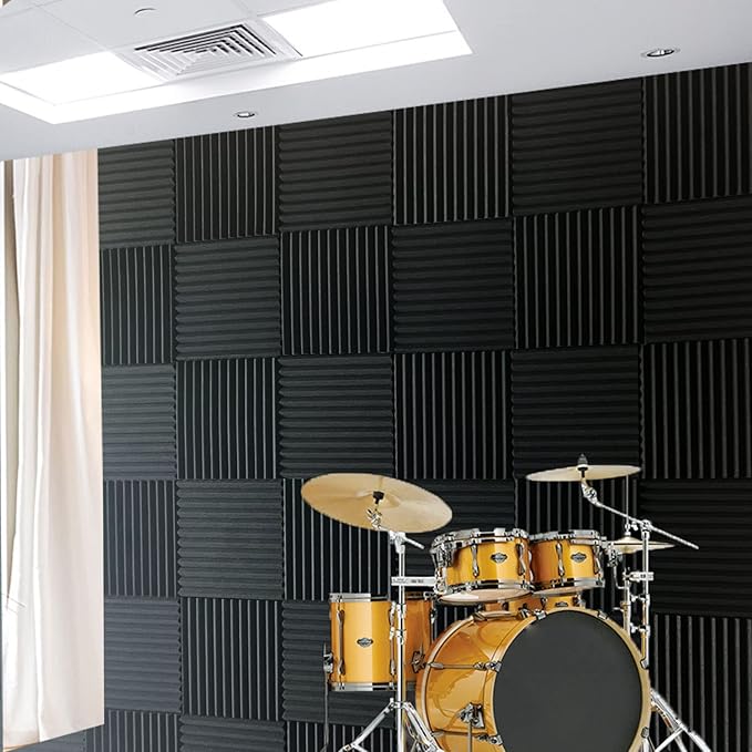 96 Pack Medium Sale Acoustic Foam Soundproof Foam(Accompanied By Double-Sided Adhesive Tape) (96 Black)