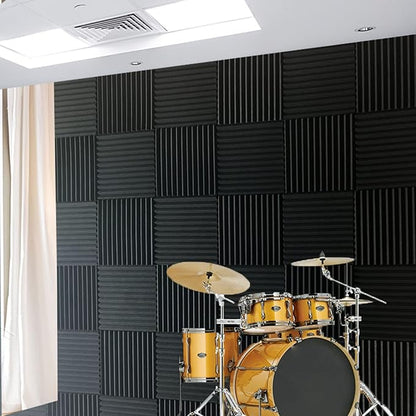 96 Pack Medium Sale Acoustic Foam Soundproof Foam(Accompanied By Double-Sided Adhesive Tape) (96 Black)