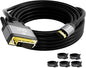 HDMI to DVI Cable 25FT, Bi-Directional DVI to HDMI Male to Male Cord, HDMI A to DVI-D Adapter, Gold-plated Connectors, Aluminum Shells, 1080P, for Computer, Monitor, Projector, Raspberry Pi, Xbox, PS3