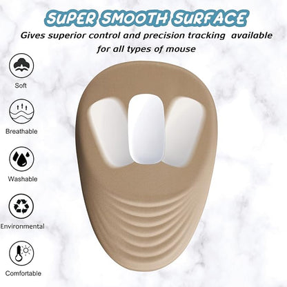 Ergonomic Mouse Pad Wrist Support, Mouse Pad with Wrist Rest, Entire Memory Foam & Non-Slip PU Base MousePads with Stepped-Wedge Design for Pain Relief, Desk, Office, Home, Beige