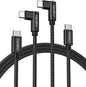 USB C to USB C Cable 2 Pack 90 Degree 60W, Right Angle Type C Fast Charging Cord, 10FT Braided Long Charger Cable for iPhone17/16/15, iPad, Samsung Galaxy, Google Pixel,