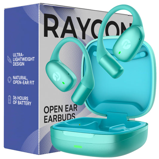 Raycon Essential Open Ear Earbuds – Open Ear Headphones, Earbuds Wireless Bluetooth, Sweat & Water-Resistant Earphones, Running Headphones with Ultra-Lightweight Design, 36 Hours Battery Life (Blue)
