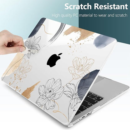 TWOLSKOO Compatible with M4 MacBook Air 15 inch Case 2025-2023 Released Model M4 A3241 M3 A3114 M2 A2941, Plastic Hard Shell & Screen Protector & Keyboard Cover & Trackpad Film, Florals X450