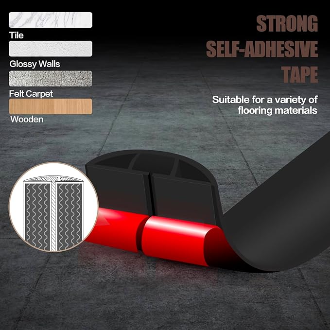 Floor Cord Cover Self Adhesive Cord Hider,3.3FT Cable Management, Extension Strip Protector for Wires, Prevent Cable Trips for Offices, Gyms, Exhibitions Cavity:0.39"(W) x 0.27"(H) Black