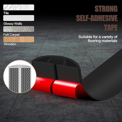 Floor Cord Cover Self Adhesive Cord Hider,10FT Cable Management, Extension Strip Protector for Wires, Prevent Cable Trips for Offices, Gyms, Exhibitions Cavity:0.39"(W) x 0.27"(H) Black