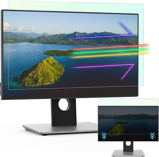 [2-Pack] 27 Inch Anti Blue Light Screen Protector Compatible With Lenovo Hp Dell Acer Asus Samsung etc Monitor 16:9 Aspect, Removable Anti Glare Filter Uv Blocker Shield Cover Eye Protection Film Laptop