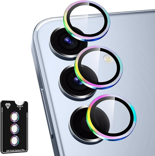 Avocase for Samsung Galaxy S25 Plus Camera Lens Protector, Individual Metal Ring Tempered Glass Lens Cover, [Strong Adsorption] Scratch Resistant Ultra-Thin HD Clear Lens Cover, 1 Set-Colorful