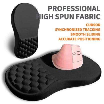 Armanza Ergonomic Joint Wrist Support Mouse Pad with Memory Foam Cushion Massage Bump, Carpal Tunnel Pain Relief Mousepad Slope Design for Wrist Rest, 11.8x7.9 in, Black