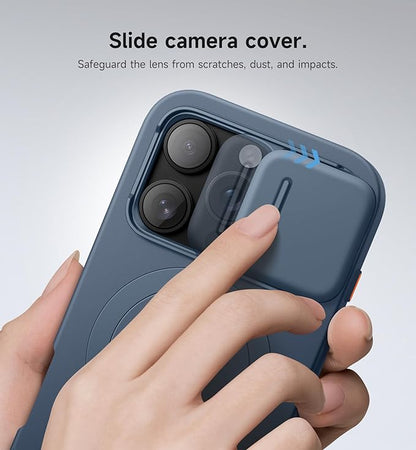 SURITCH for iPhone 16 Pro Case with Slide Camera Cover and Adjustable Kickstand, Compatible with MagSafe, Shockproof Bumper Case Slim Protective Cover for iPhone 16 Pro 6.3 Inch,Blue