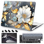Teryeefi for MacBook Air 13 inch Case 2021 2020 2019 2018 Release (Model A2337 A2179 A1932 Retina Display with Touch ID), Plastic Hard Shell Case & Keyboard Cover for MacBook Air 13 M1, Gold Flowers