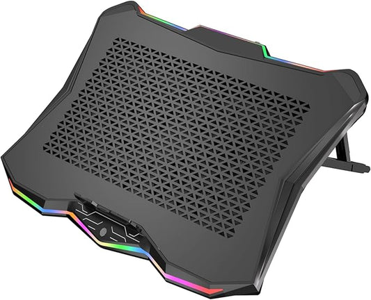 AICHESON Laptop Cooling Pad, Chill Pad for 15.6-17.3 Inch Notebook with 7 Height Slots, 2 USB Ports, RGB Lights, Perfect for Reducing Temperature of Laptop, AA3