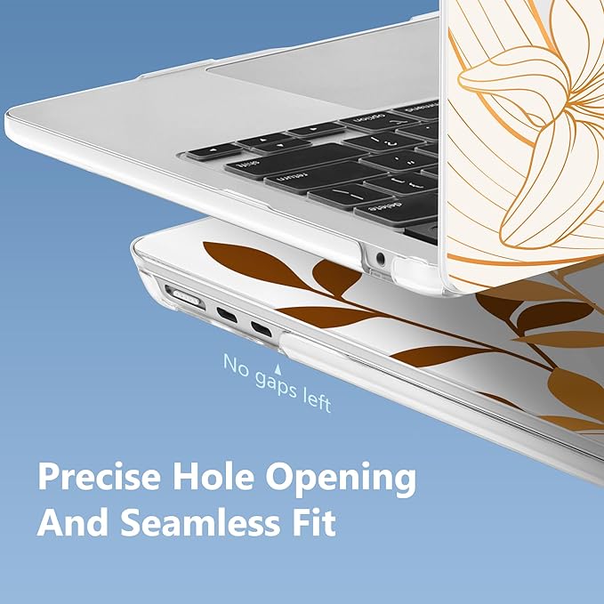Mektron Compatible with M4 MacBook Air 15 inch Case 2025 A3241 2024 2023 M3 A3114 A2941 M2 Liquid Retina Display Touch ID, Plastic Hard Case & Keyboard Skin & Screen Protector - Waves Florals C352
