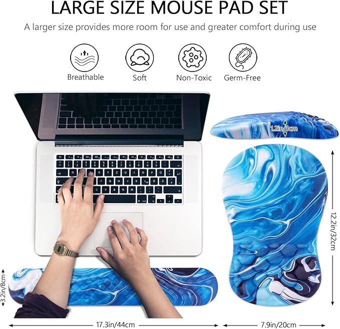 Laokiiy Ergonomic Mouse Pad & Keyboard Wrist Rest Set, Memory Foam