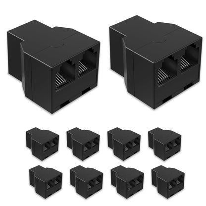 Uvital Phone Jack Splitter-1 Female to 2 Female, RJ12 6P6C, Black 10 Pack