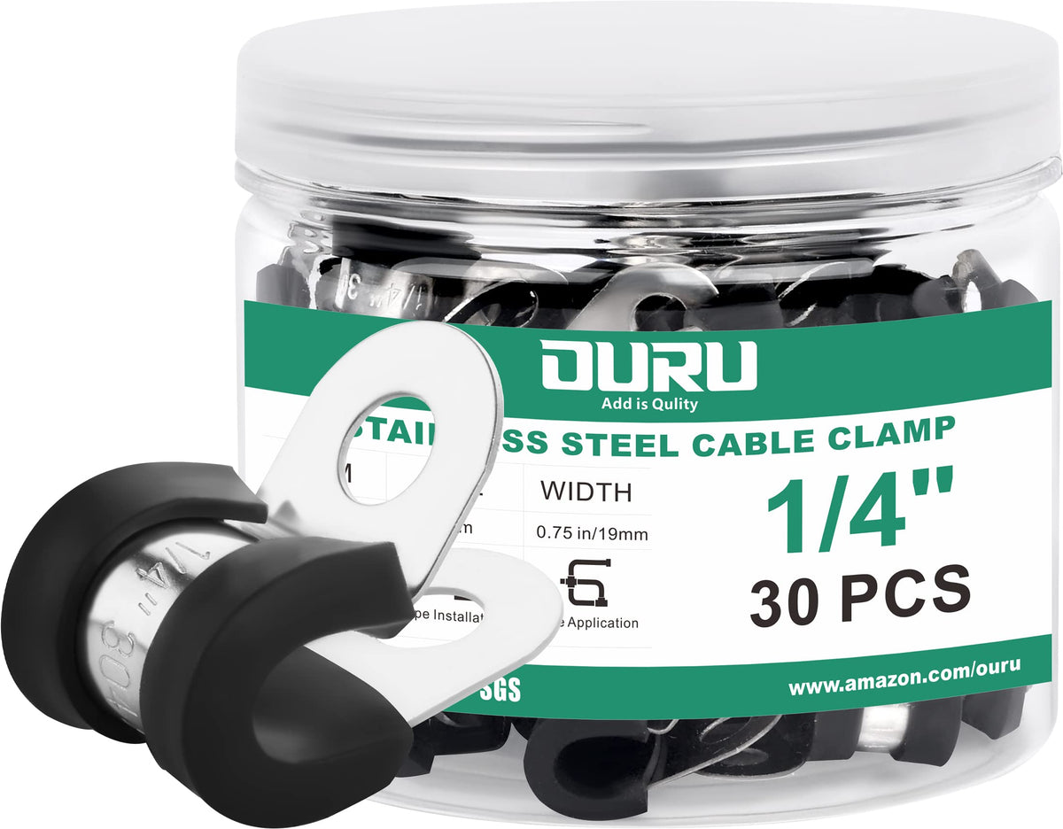 OURU 5/16 Inch Cable Clamps, Rubber Coated Insulated Clamps, 30pcs, 8mm