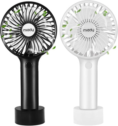 Miady 2-Pack Upgraded 5000mAh Portable Handheld Fan 3 Speed Mini USB Strong Wind 7-20 Hours Runtime Personal Electric for Travel Office Outdoor