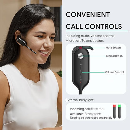 Yealink DECT Wireless Headset WH63,Mono Single Ear Office Headset with Noise Canceling Mic,Work for Computer, Desk Phones,Work with Zoom,RingCentral,Avaya, Teams Certified