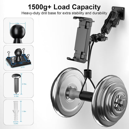 PLDHPRO Tablet Mount for Truck, Heavy Duty Drill Base Tablet Holder for Car Dashboard, Adjustable 2-Stage Stand Compatible with iPad, Galaxy Tab/Z Fold, 5.5-14.6'' Phone Tab for Wall, Vehicle, Boat
