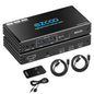 4K@120Hz USB-C HDMI2.1 KVM Switch for 2 Laptops with 2 USB 2.0 Ports L/R MIC Out Share 1 Monitors Keyboard Mouse Hard Drive Printer