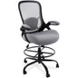 HYLONE 400lbs Heavy Duty Drafting Chair 5" Thickened Seat Office Chair with Flip-Up Armrests Tall Ergonomic Computer Chair with Lumbar Support and Adjustable Footrest Ring Standing Desk Chair (Grey)