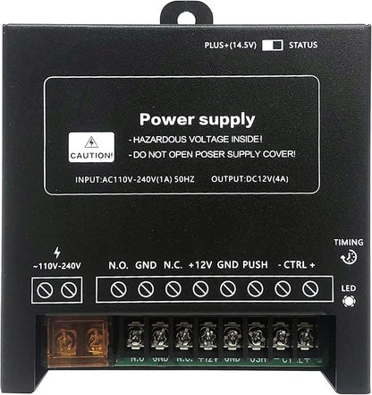 Waterproof Electric Magnetic Fingerprint Door Access Control Kit - 600 lb Holding Force, RFID Keypad/Reader, 5 ID Cards, 110V Power Supply & Metal Exit Button - Secure Lock System (K5EM-600LB KIt)