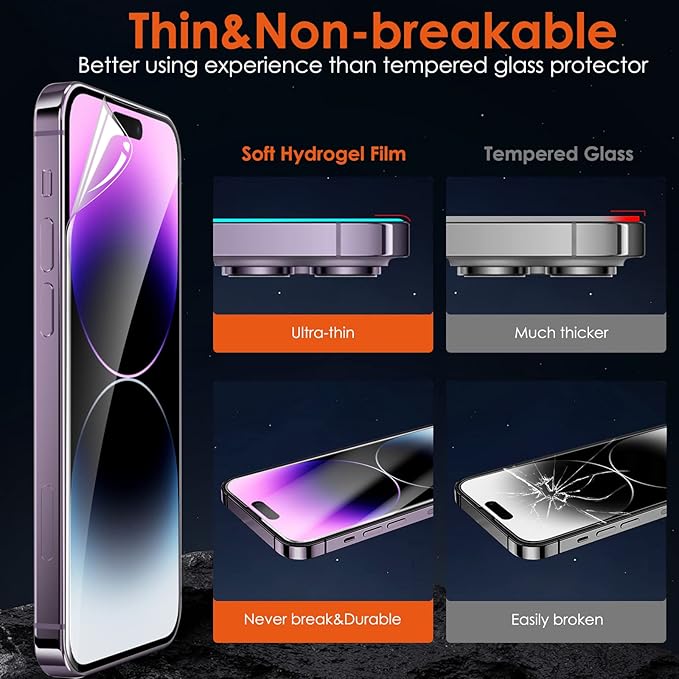 [3 Pack] Hydrogel Film Screen Protector for iPhone 14 Pro Max/iPhone 14 Plus (6.7 inch), Soft TPU Transparent Protective Screen Protector Film (Not Tempered Glass)