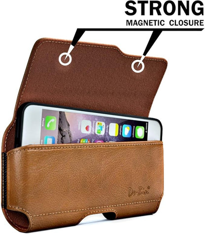 DeBin Case for Samsung Galaxy S25+ Plus, 5G S24+ S23+, S22+, S21+, S20+ S10+ S8+ S9+, S23 FE, S21 FE, A20, A30, Cell Phone Belt Holster Clip Carrying Pouch Holder Cover (Fits Otterbox Commuter) Brown