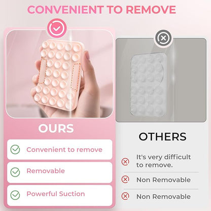 for MagSafe Suction Mount - 29 Silicone Suction Cup Phone Mount with Magnetic Phone Grip, for iPhone 12/13/14/15/16 Series, Hands-Free Sticky Grip for TikTok/Instagram, Light Pink