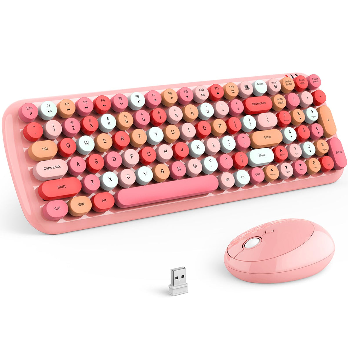 KNOWSQT Wireless Keyboard and Mouse Combo, Pale Blue Full-Sized 2.4G Silent Keycap Colorful Keyboards, USB Dongle Plug Play, Laptop, Windows, PC, Mac, Desktop