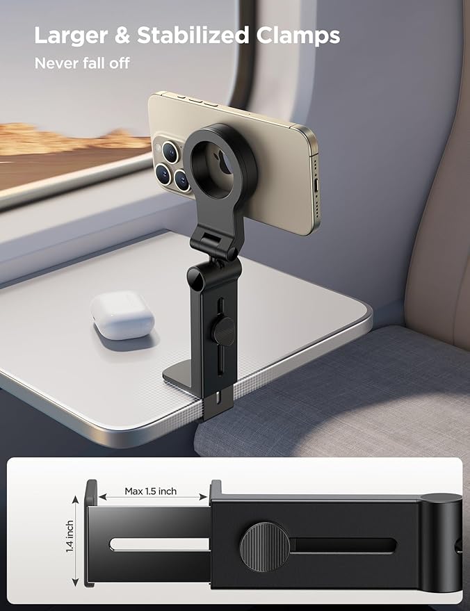 JOYROOM for Magsafe Airplane Phone Holder Travel Essentials,【Unlimited Scenery】 Hands-Free Plane Phone Holder, Airplane Travel Accessories for iPhone 17 Pro Max & Magsafe Case