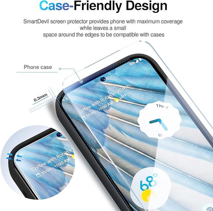 SMARTDEVIL [3+3 Pack for Google Pixel 7 Screen Protector with Camera Lens Protector, Finger Print Reader Compatible, Fast & Easy Installation, Clear 9H Tempered Glass Film, Alignment Frame