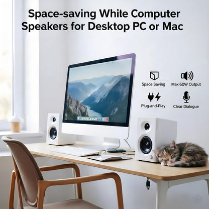 NSY Audio Powered Computer Speakers for Gaming and Music, White Pair