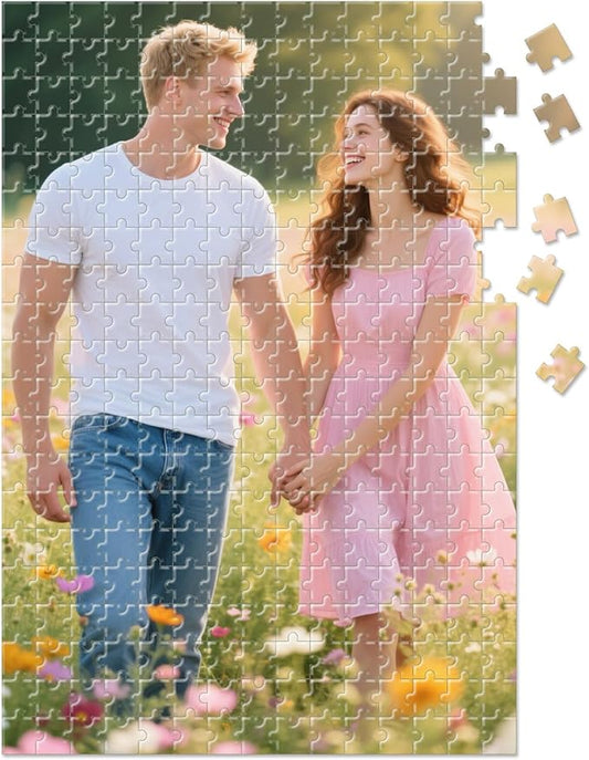 Custom Puzzle 120/200/300/500/1000/1500 Pieces, Personalized Puzzle from Your Own Photo, Customized Jigsaw Puzzle Gift for Couple, Pet, Wedding, Anniversary & Family (300-Vertical)