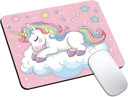 Mouse Pad, Pink Cute Unicorn Mouse Pads for Desk, 9.5" x 7.9" Non-Slip Rubber Base Computer Mousepad with Women, Portable Square Design for Wireless Mouse and Pad Laptop Office & Travel